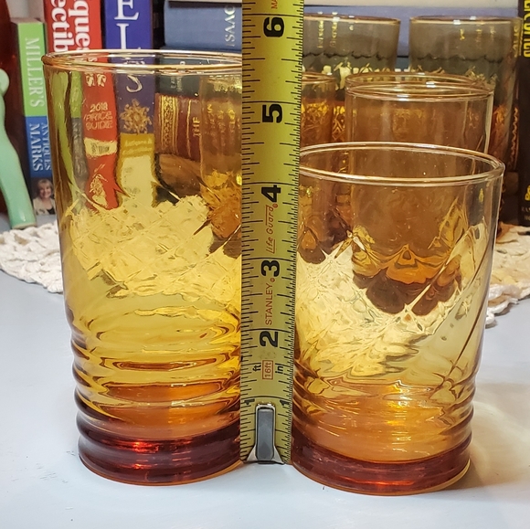 Vintage Libbey Amber Optic Swirl Glasses (7) - Picture 7 of 8